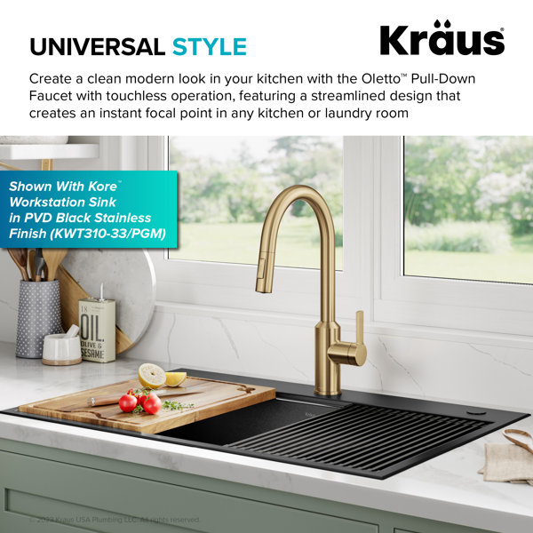 KRAUS Oletto Touchless Sensor PullDown Single Handle Kitchen Faucet